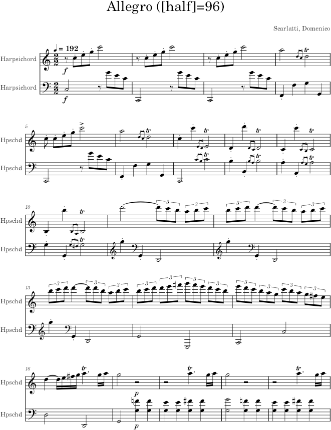 Keyboard Sonata K.514 (L.1) - Scarlatti — first page preview