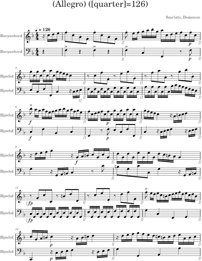 Keyboard Sonata K.85 (L.166) - Scarlatti — first page preview