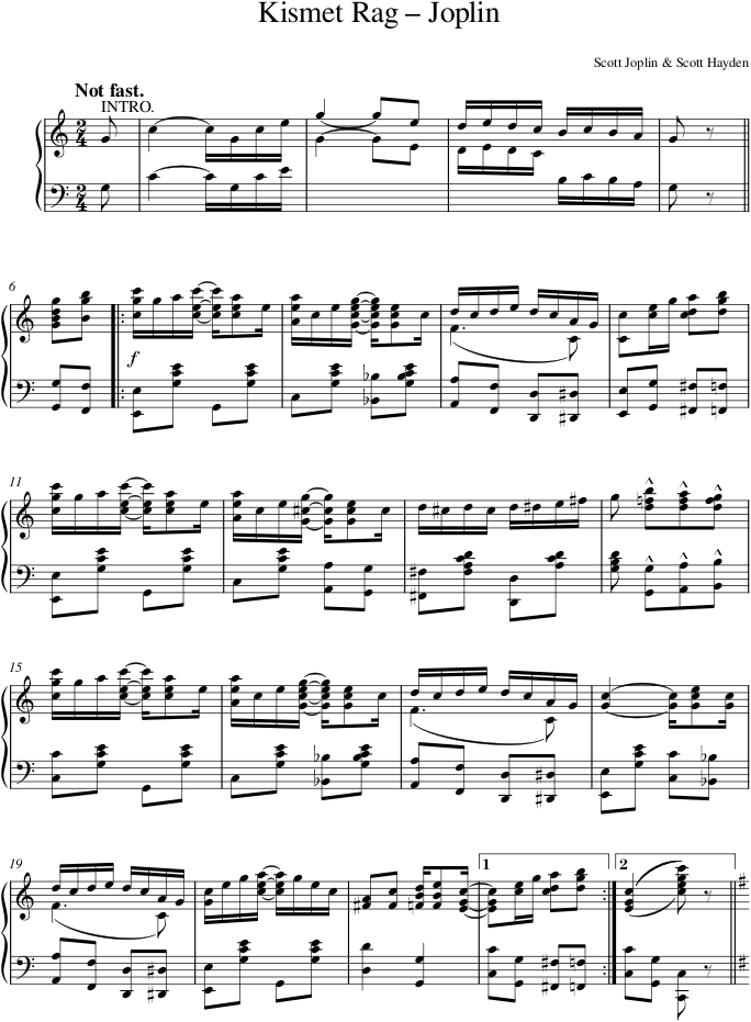 Kismet Rag – Joplin — first page preview