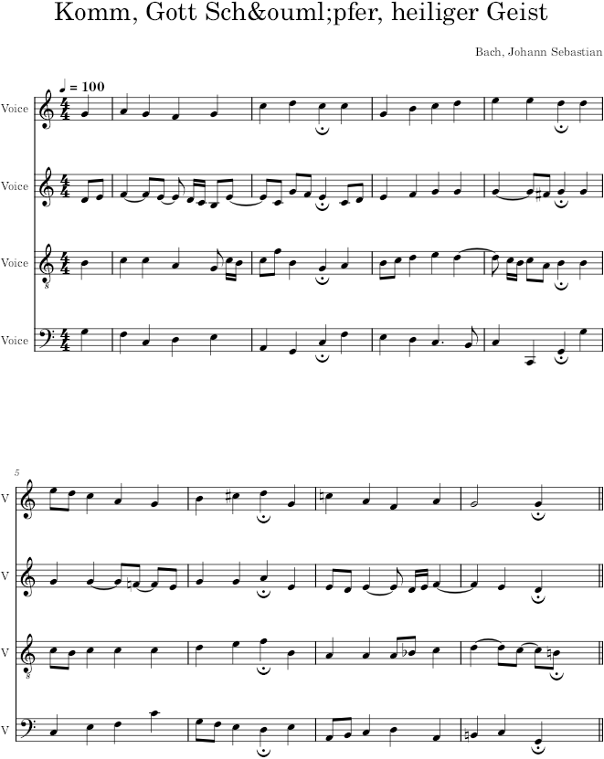Komm, Gott Schöpfer, heiliger Geist, BWV 370 - Bach — first page preview