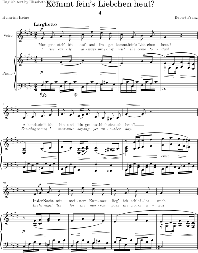 Kommt fein’s Liebchen heut’ (6 Lieder, Op.25) - Franz — first page preview