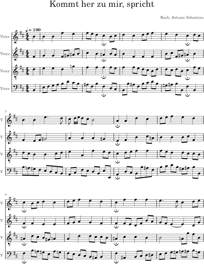 Kommt her zu mir, spricht, BWV 108/6 - Bach — first page preview