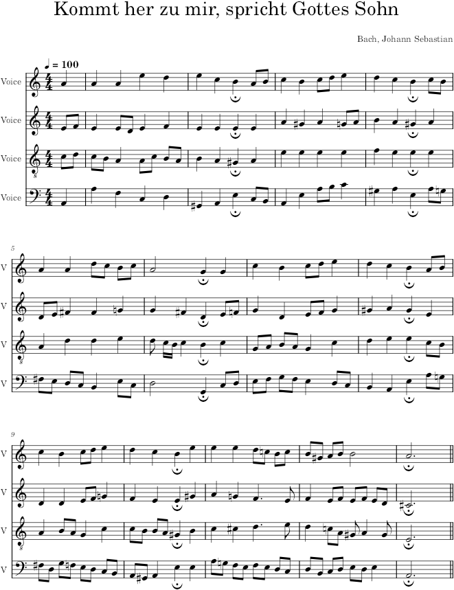 Kommt her zu mir, spricht Gottes Sohn, BWV 74/8 - Bach — first page preview