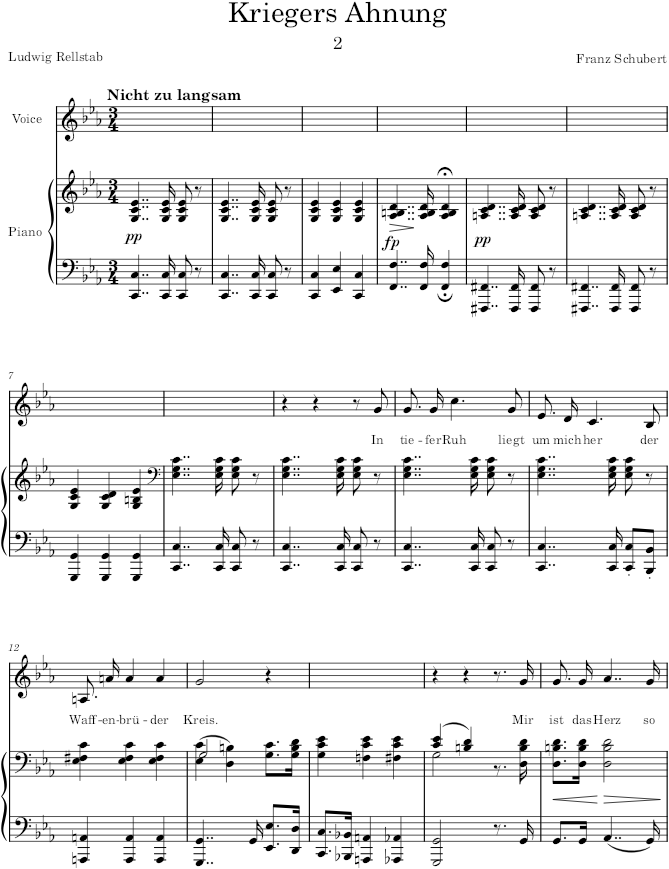 Kriegers Ahnung (Schwanengesang, D.957) - Schubert — first page preview