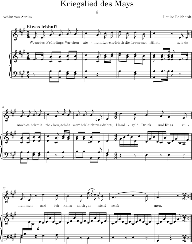 Kriegslied des Mays (12 Gesänge, Op.3) - Reichardt — first page preview