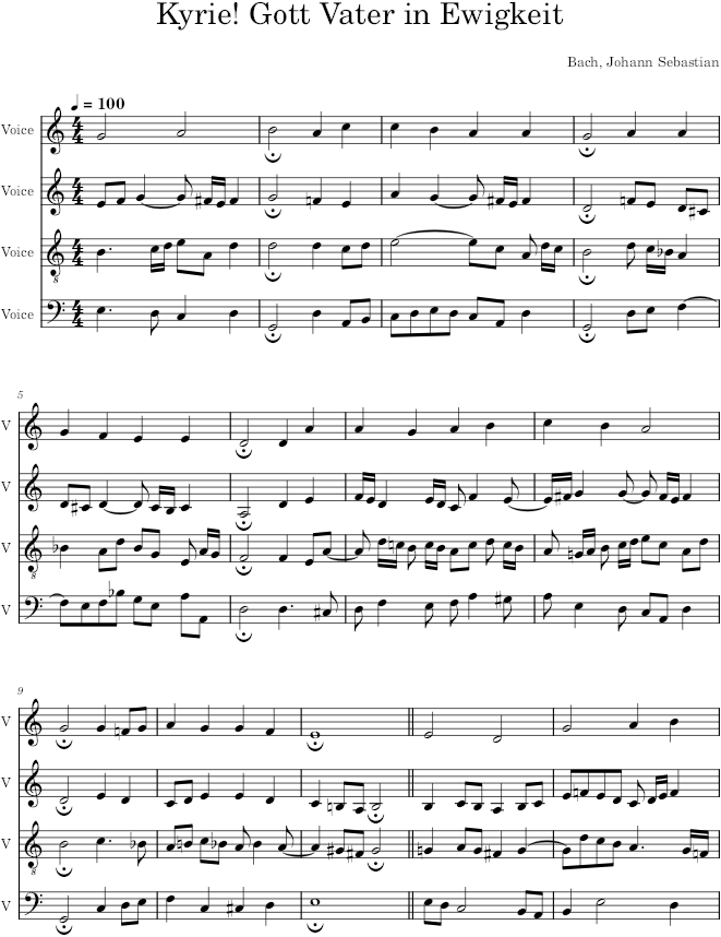 Kyrie! Gott Vater in Ewigkeit, BWV 371 - Bach — first page preview