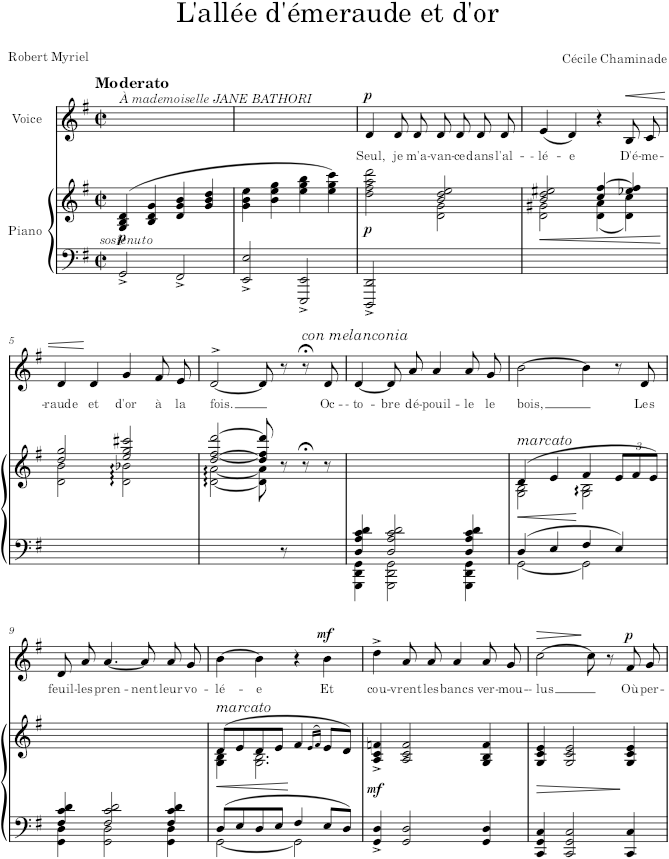 L'allée d'émeraude et d'or - Chaminade — first page preview