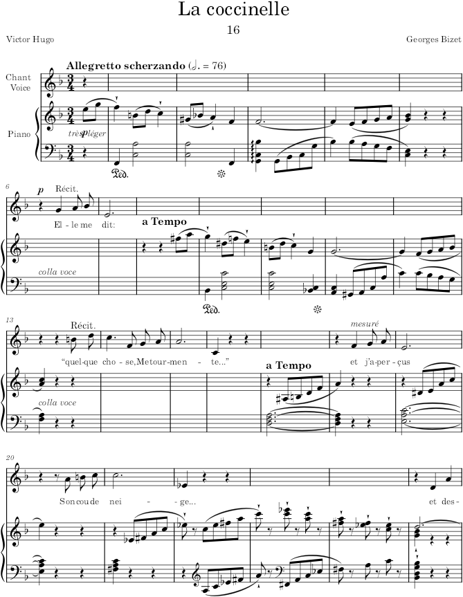 La coccinelle (20 Mélodies, Op.21) - Bizet — first page preview