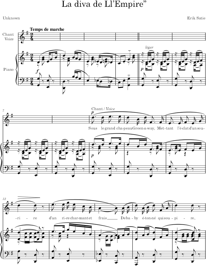 La diva de Ll’Empire - Satie — first page preview