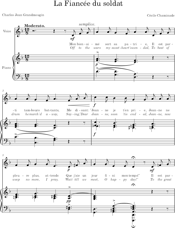 La Fiancée du soldat - Chaminade — first page preview