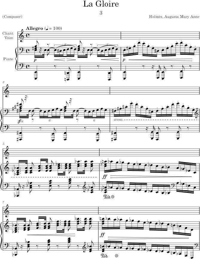 La Gloire (Les Sept Ivresses) - Holmès — first page preview