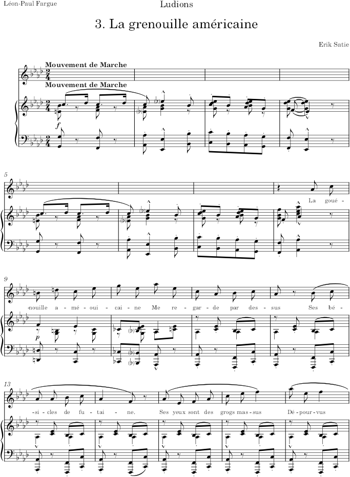 La grenouille américaine (Ludions) - Satie — first page preview