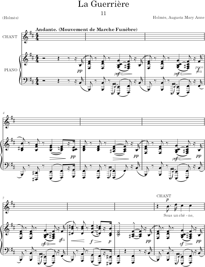 La guerrière, ballade héroïque (20 Mélodies) - Holmès — first page preview