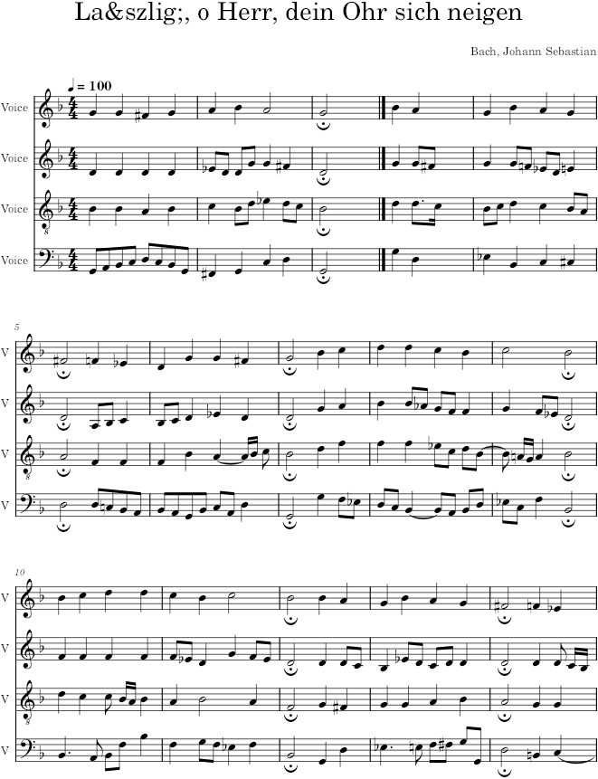 Laß, o Herr, dein Ohr sich neigen, BWV 372 - Bach — first page preview