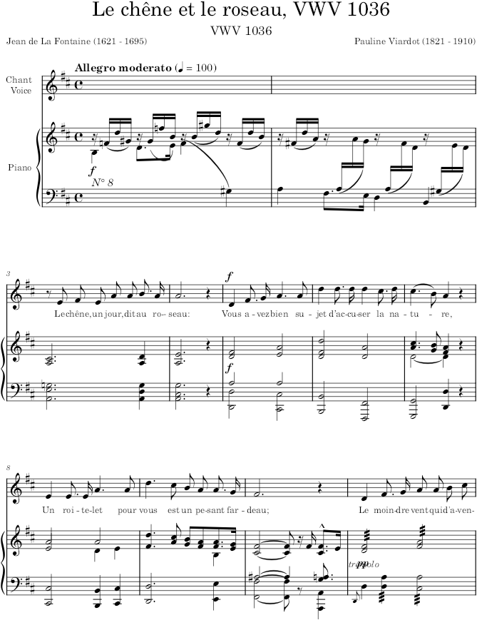 Le chêne et le roseau, VWV 1036 - Viardot — first page preview