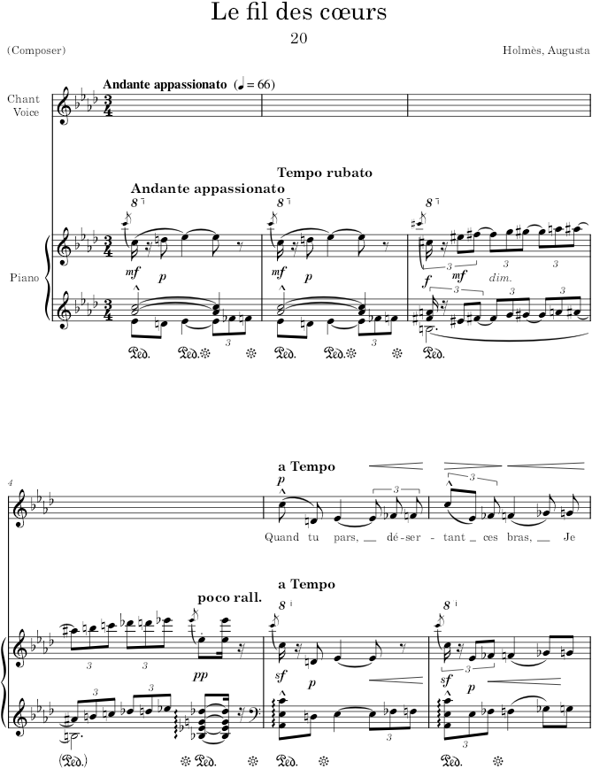 Le fil des cœurs (20 Mélodies) - Holmès — first page preview