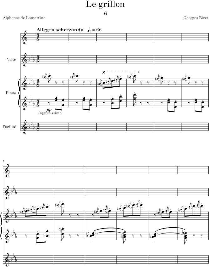Le grillon (Feuilles d’album) - Bizet — first page preview