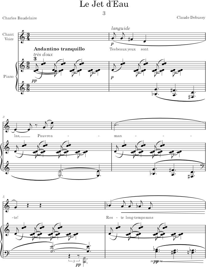 Le Jet d’Eau (Cinq Poëmes de Baudelaire) - Debussy — first page preview