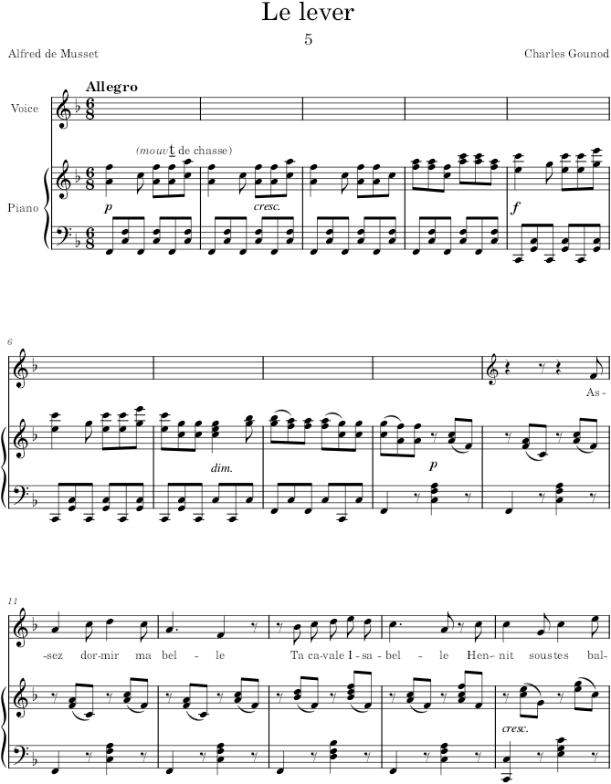 Le lever (6 Mélodies) - Gounod — first page preview