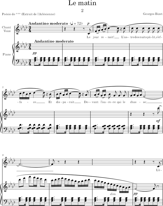 Le matin (20 Mélodies, Op.21) - Bizet — first page preview
