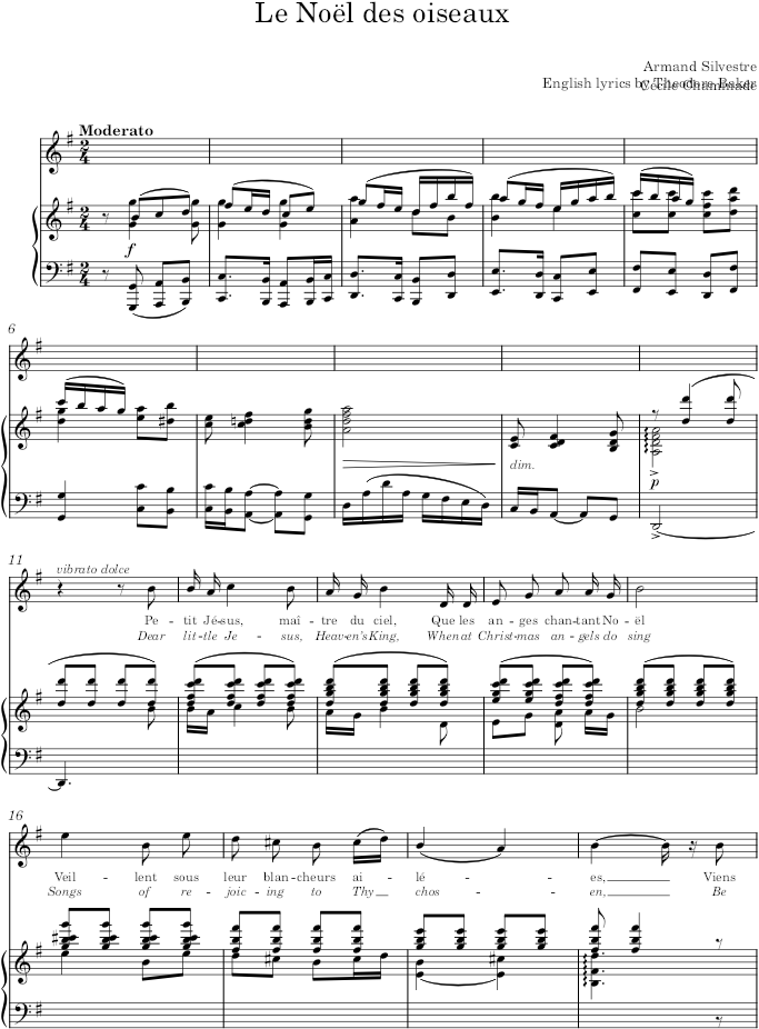 Le Noël des oiseaux - Chaminade — first page preview