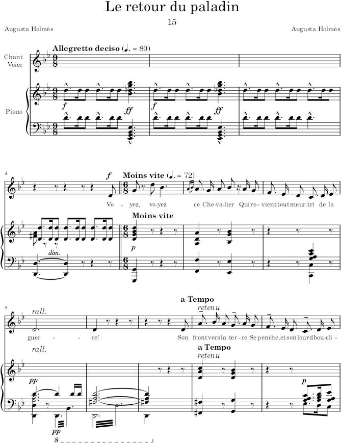 Le retour du paladin (Mélodies pour piano et chant) - Holmès — first page preview