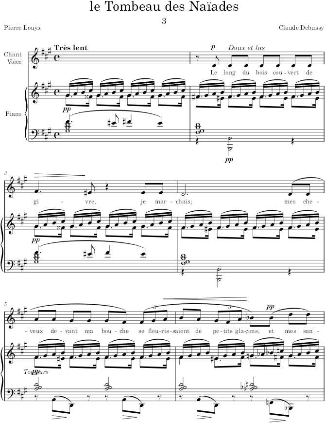 Le Tombeau des Naïades (Trois Chansons de Bilitis) - Debussy — first page preview