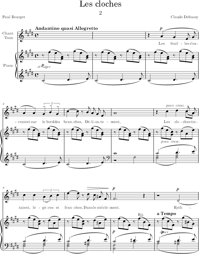 Les cloches (2 Romances) - Debussy — first page preview