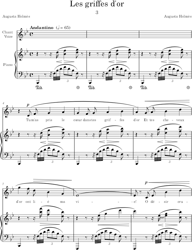 Les griffes d’or (Mélodies pour piano et chant) - Holmès — first page preview