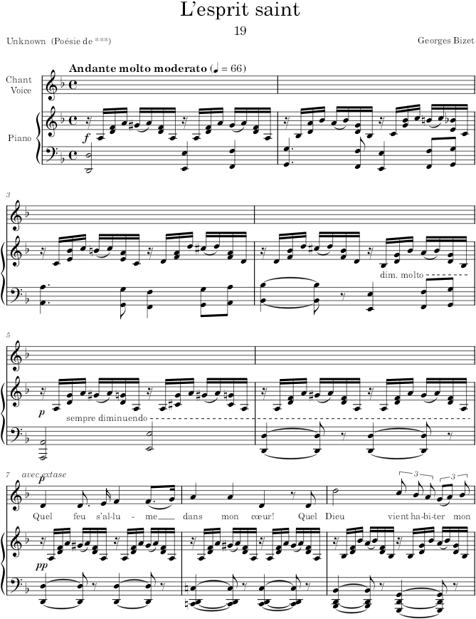 L’esprit saint (20 Mélodies, Op.21) - Bizet — first page preview