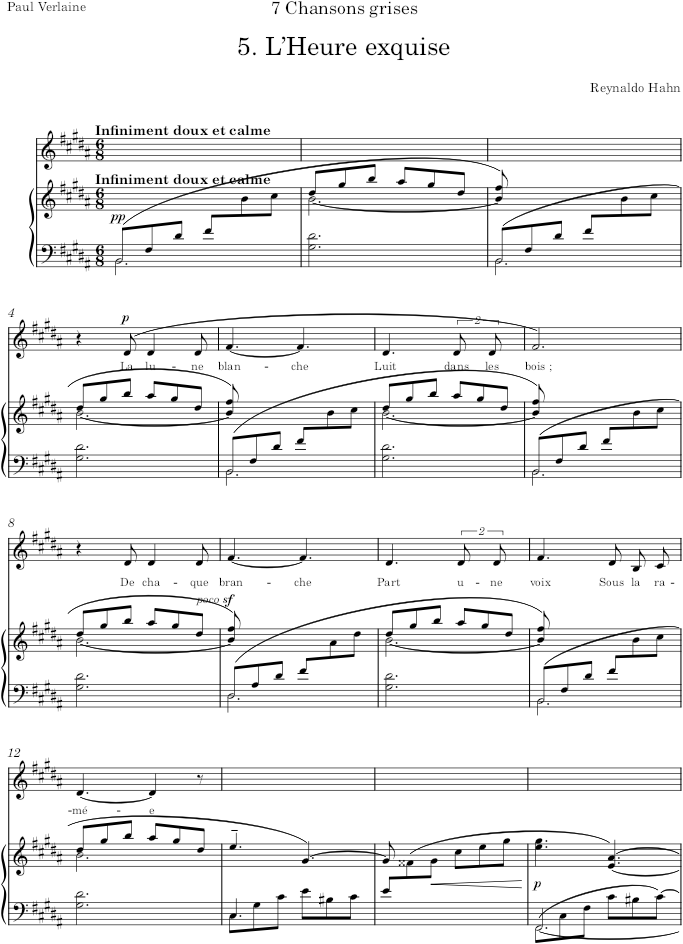L’Heure exquise (Chansons grises) - Hahn — first page preview