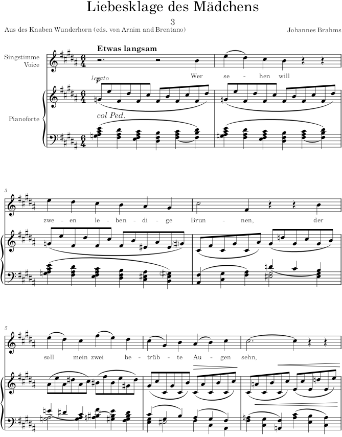 Liebesklage des Mädchens (7 Lieder, Op.48) - Brahms — first page preview