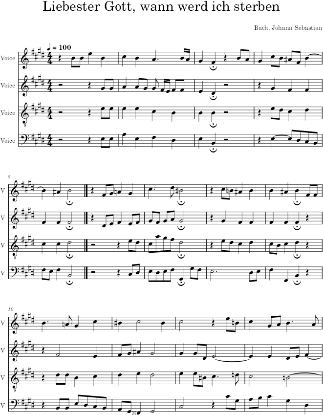 Liebester Gott, wann werd ich sterben, BWV 8/6 - Bach — first page preview