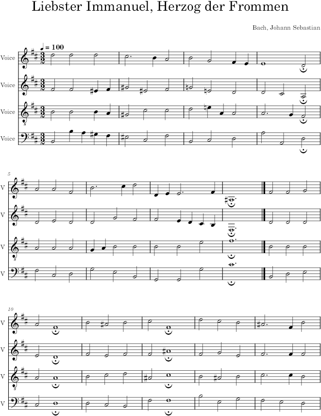 Liebster Immanuel, Herzog der Frommen, BWV 123/16 - Bach — first page preview