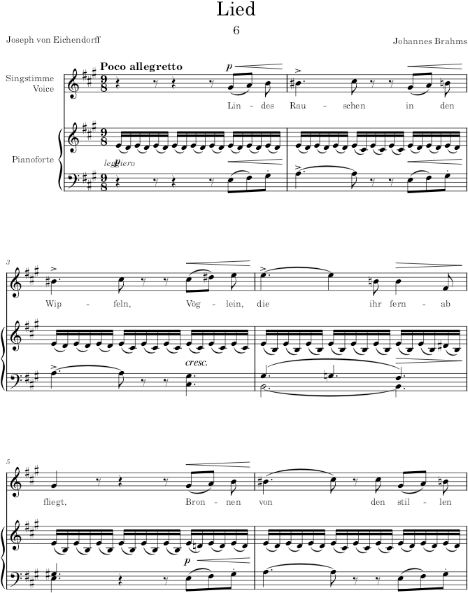 Lied (6 Songs, Op.3) - Brahms — first page preview
