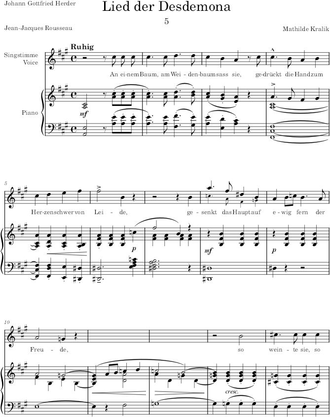 Lied der Desdemona (Jugend-Lieder) - Kralik — first page preview