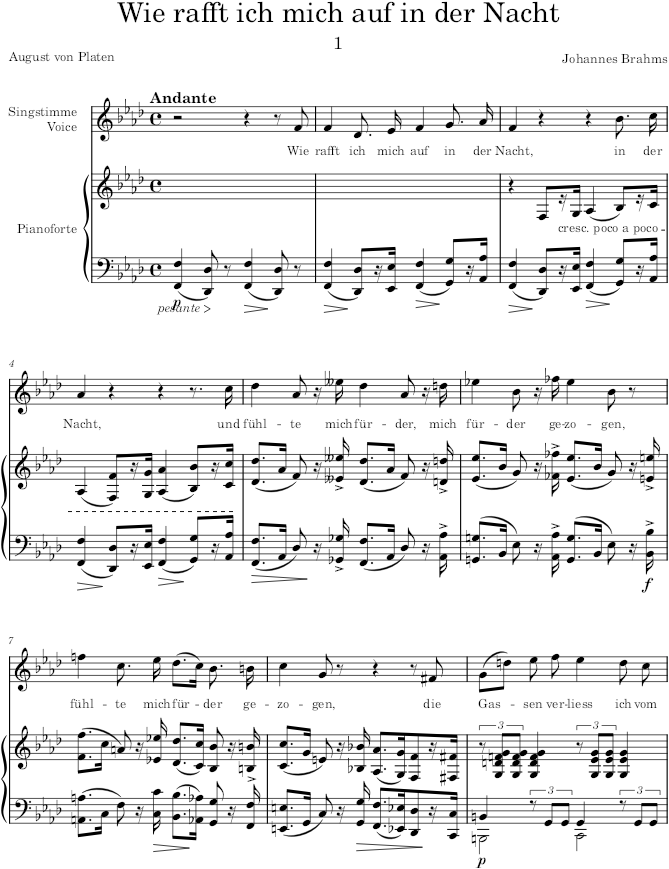 Lieder and Songs, Op.32 (Lieder und Gesänge) - Brahms — first page preview