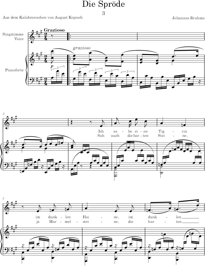 Lieder and Songs, Op.58 (Lieder und Gesänge) - Brahms — first page preview