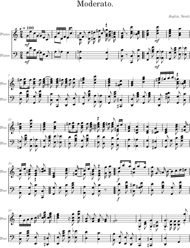 Lily Queen, Ragtime Two-Step - Joplin — first page preview