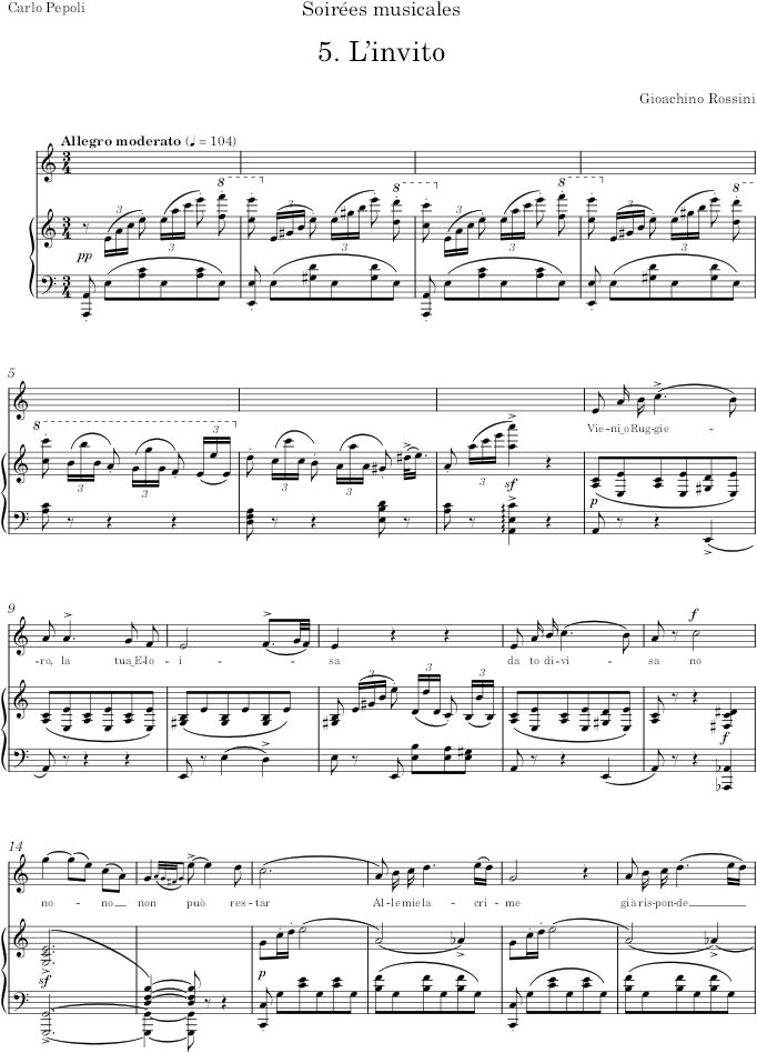 L’invito (Soirées musicales) - Rossini — first page preview