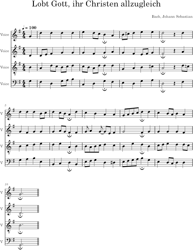 Lobt Gott, ihr Christen allzugleich, BWV 151/5 - Bach — first page preview