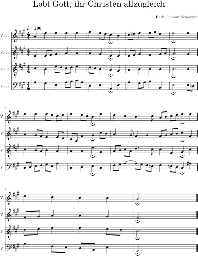 Lobt Gott, ihr Christen allzugleich, BWV 376 - Bach — first page preview