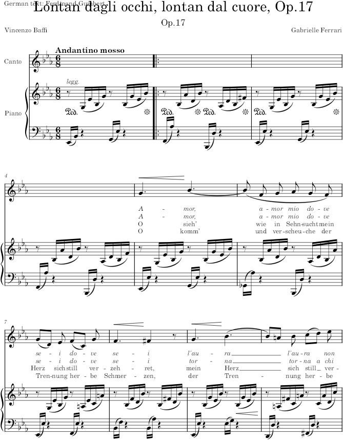 Lontan dagli occhi, lontan dal cuore, Op.17 - Ferrari — first page preview