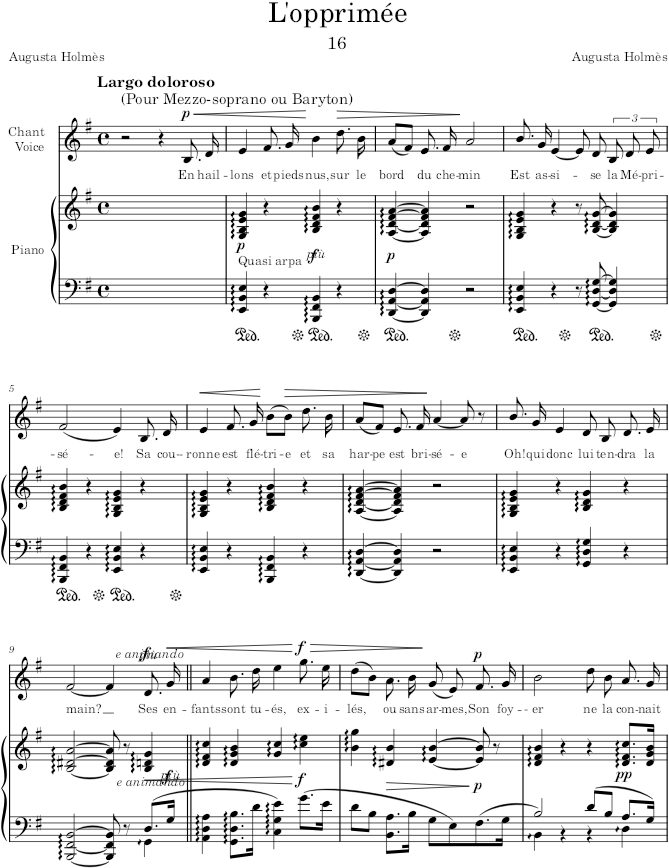 L’opprimée (Mélodies pour piano et chant) - Holmès — first page preview