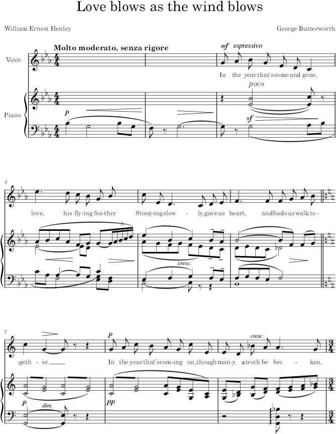 Love blows as the wind blows - Butterworth — first page preview