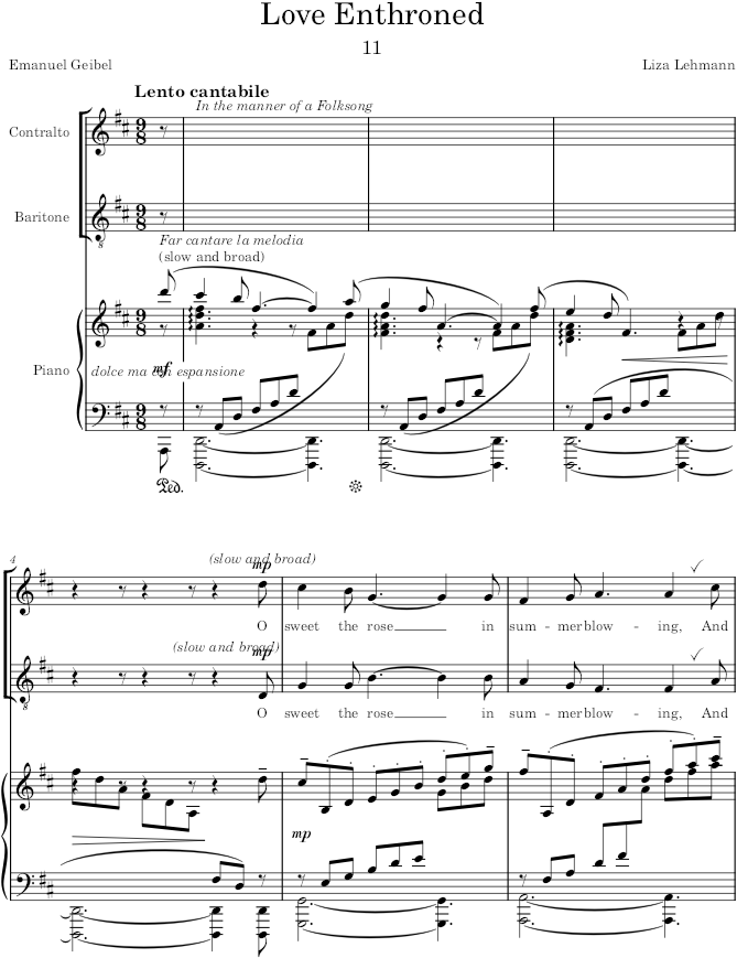 Love Enthroned (Songs of Love and Spring) - Lehmann — first page preview