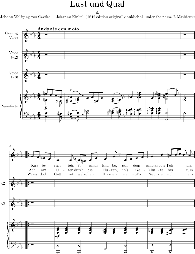 Lust und Qual (6 Lieder, Op.15) - Kinkel — first page preview