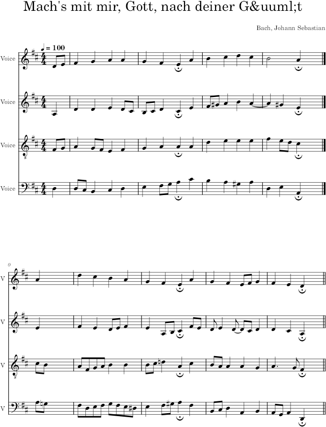 Mach's mit mir, Gott, nach deiner Güt, BWV 377 - Bach — first page preview