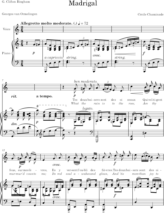 Madrigal - Chaminade — first page preview