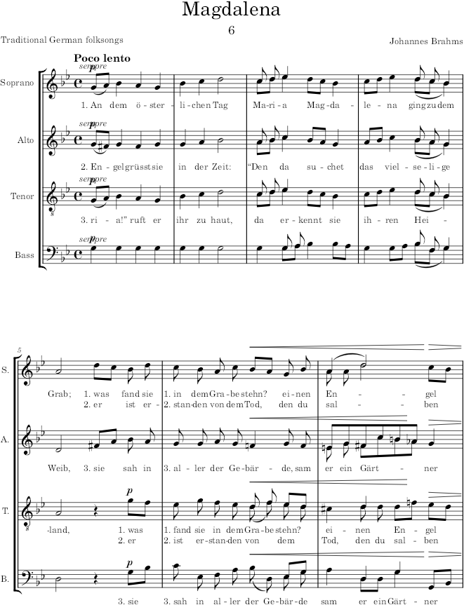 Magdalena (Marienlieder, Op.22) - Brahms — first page preview